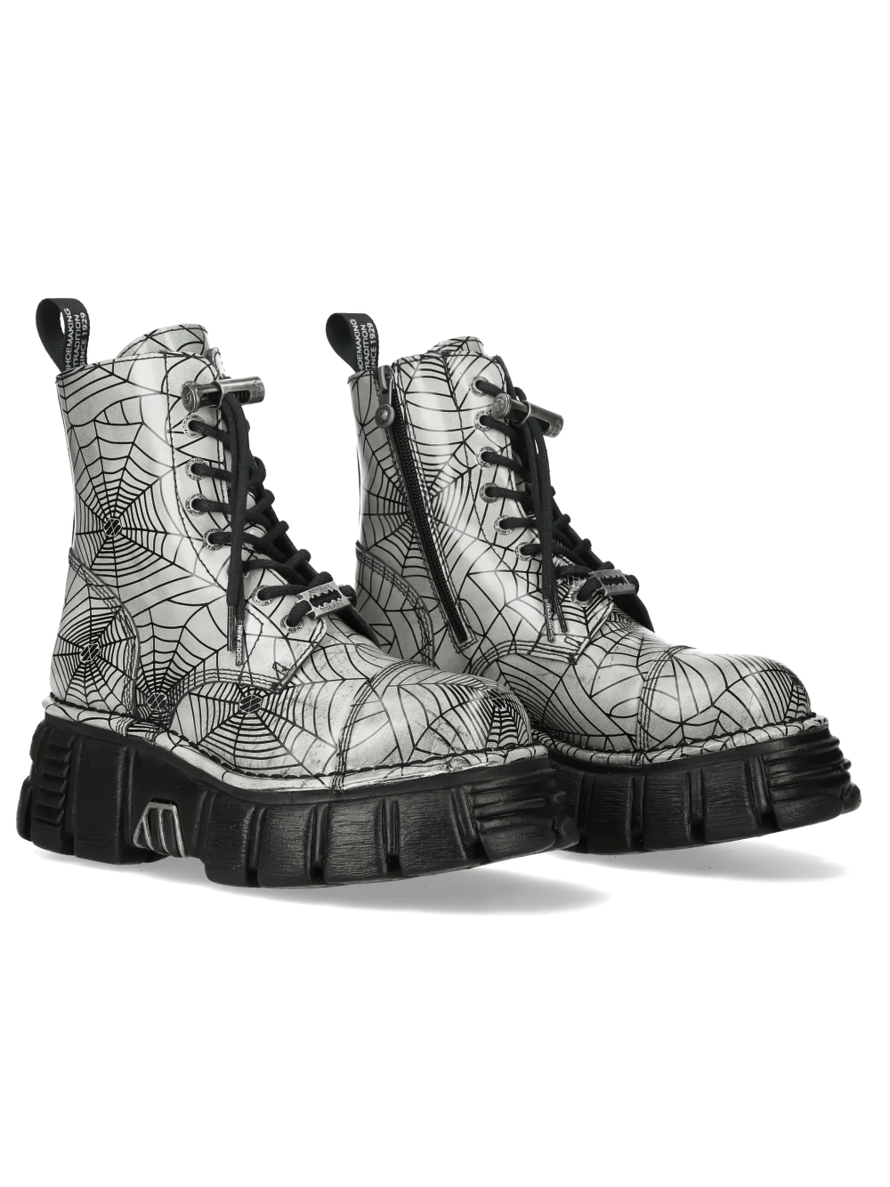 NEW ROCK Men's Boots with Web Print and Side Zipper Sole