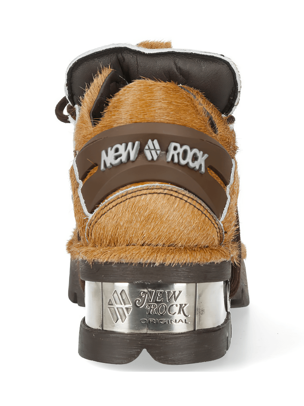 NEW ROCK Men's Brown Low Platform Shoes with Silver Toe Plates