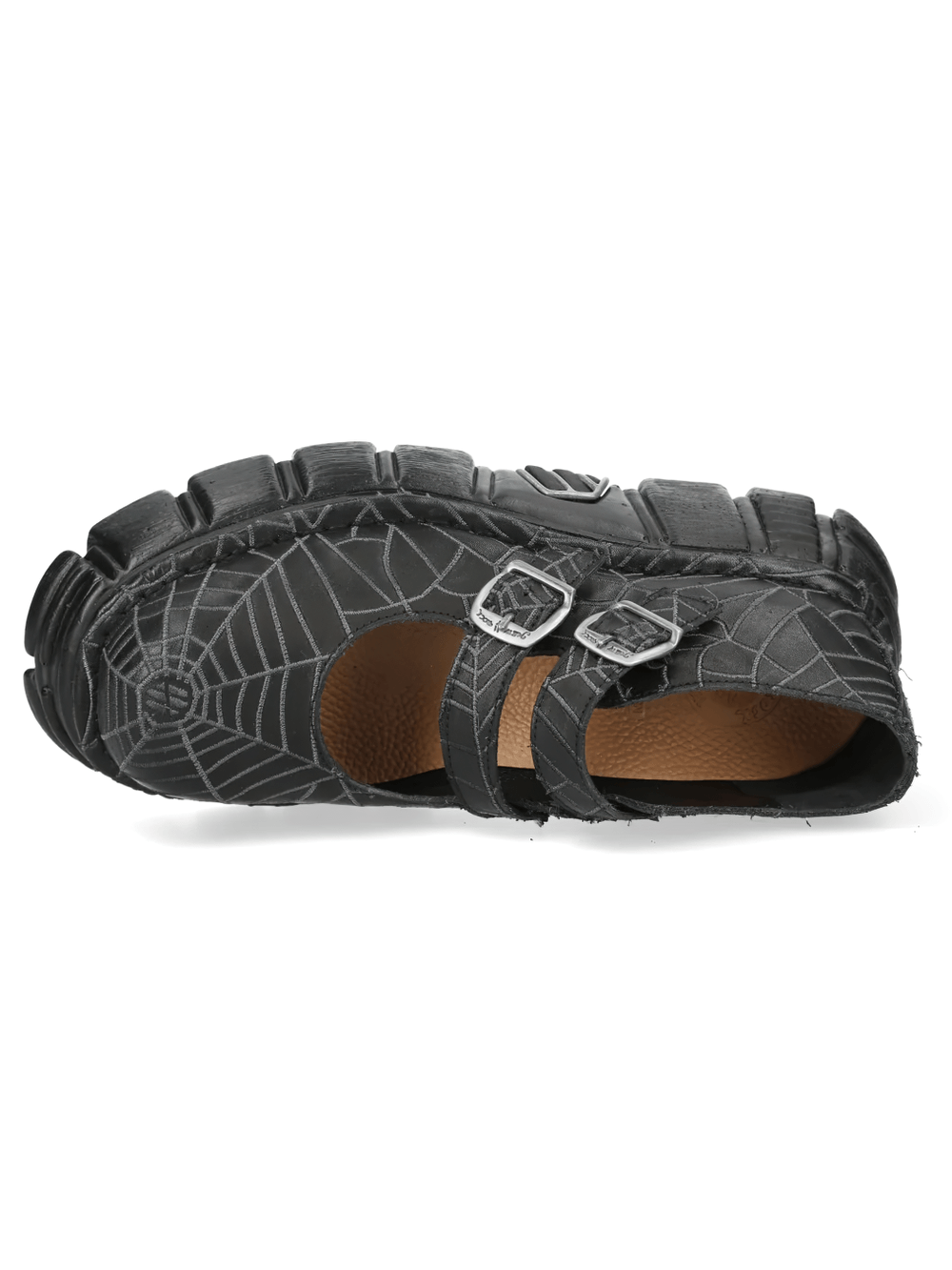 NEW ROCK Men's Buckle Shoes with Web Print and Raised Sole