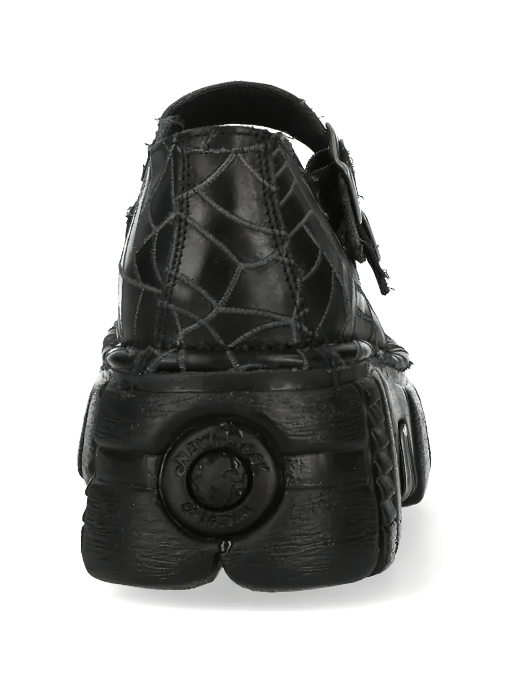 NEW ROCK Men's Buckle Shoes with Web Print and Raised Sole
