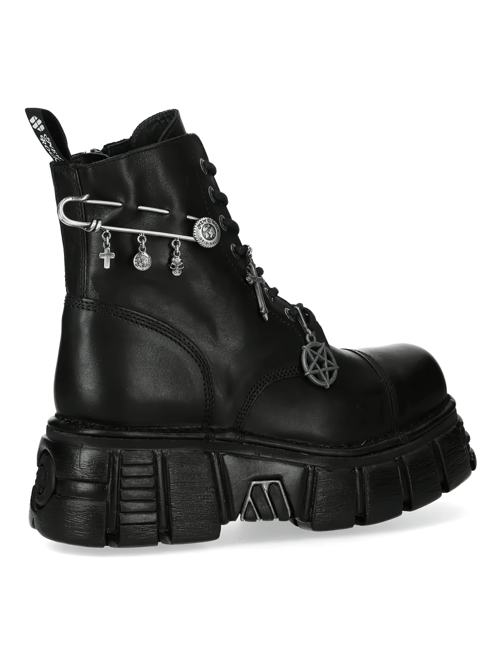 NEW ROCK Men's Charms Ankle Boots with Cross and Pin Detail