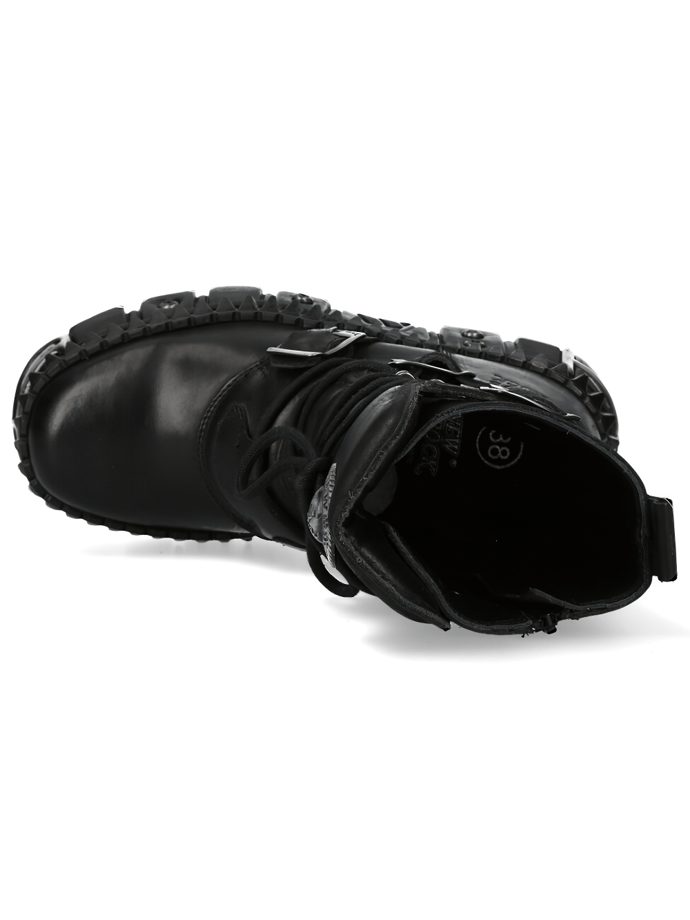 NEW ROCK Men's Combat Boots with Buckles and Armored Platforms