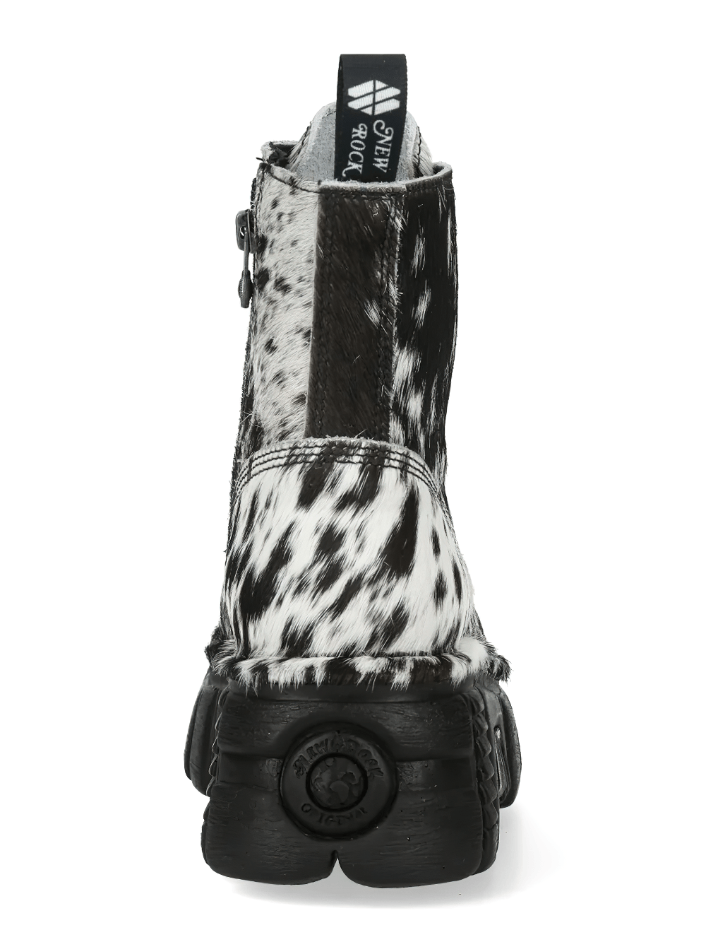 NEW ROCK Men's Cow Print Gothic Boots with Chunky Lug Sole