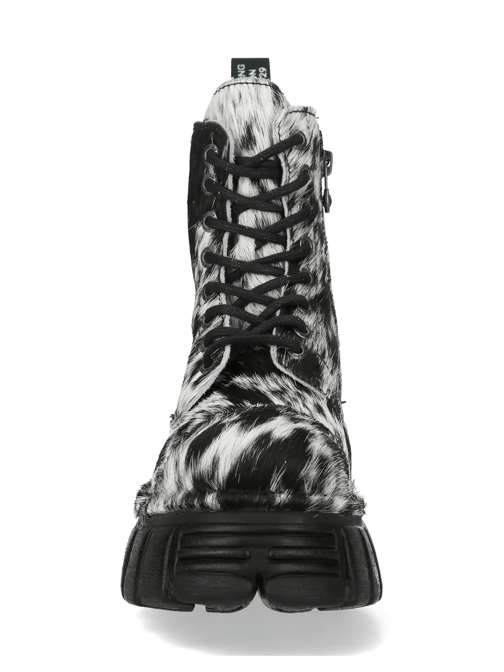 NEW ROCK Men's Cow Print Gothic Boots with Chunky Lug Sole