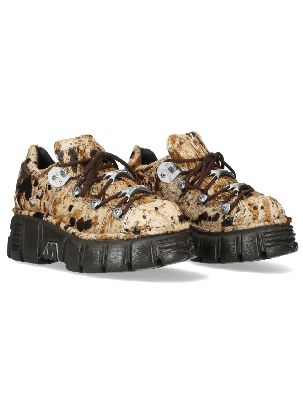 NEW ROCK Men's Cow Print Rock Shoes with Lugged Sole