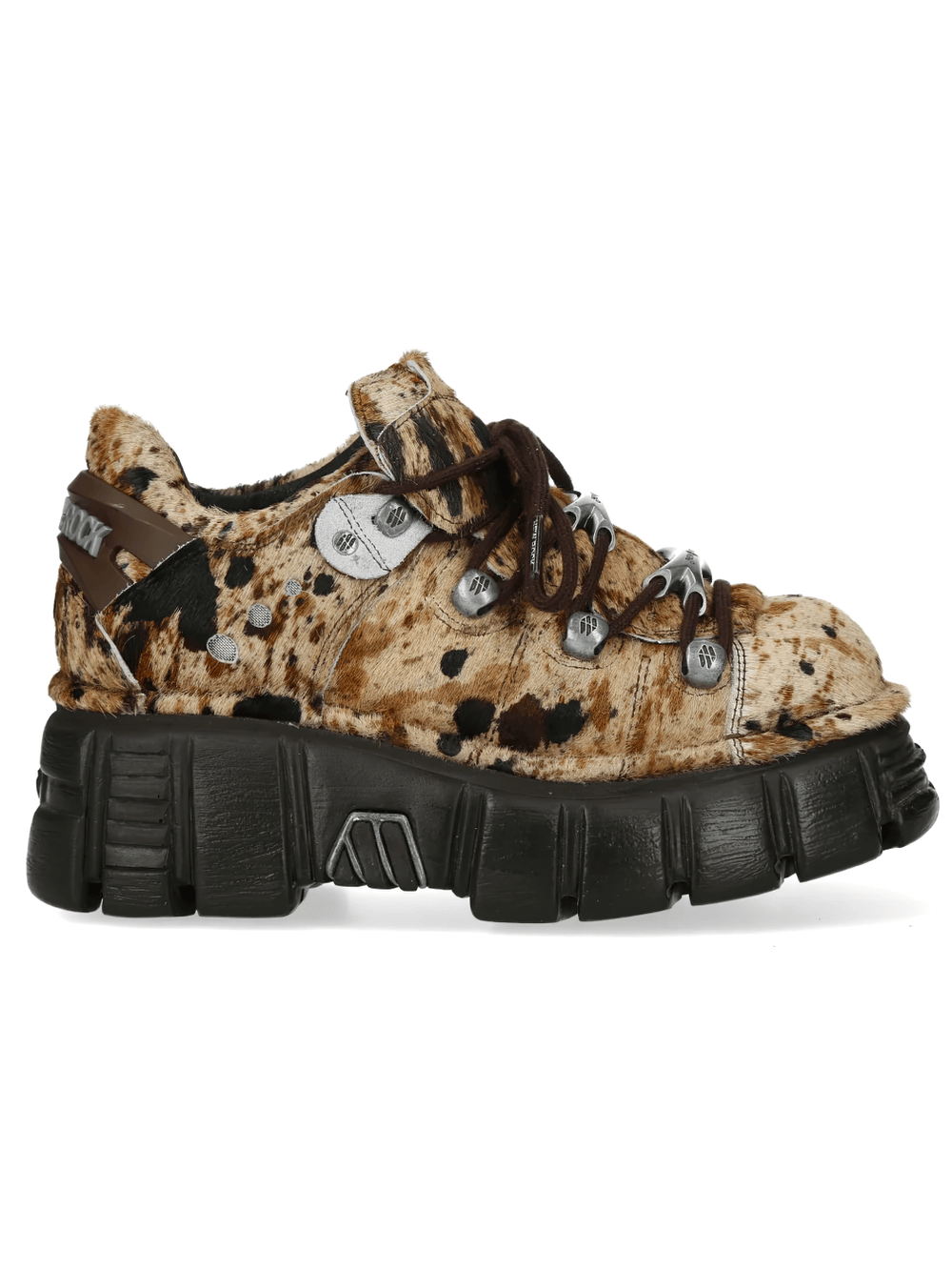 NEW ROCK Men's Cow Print Rock Shoes with Lugged Sole