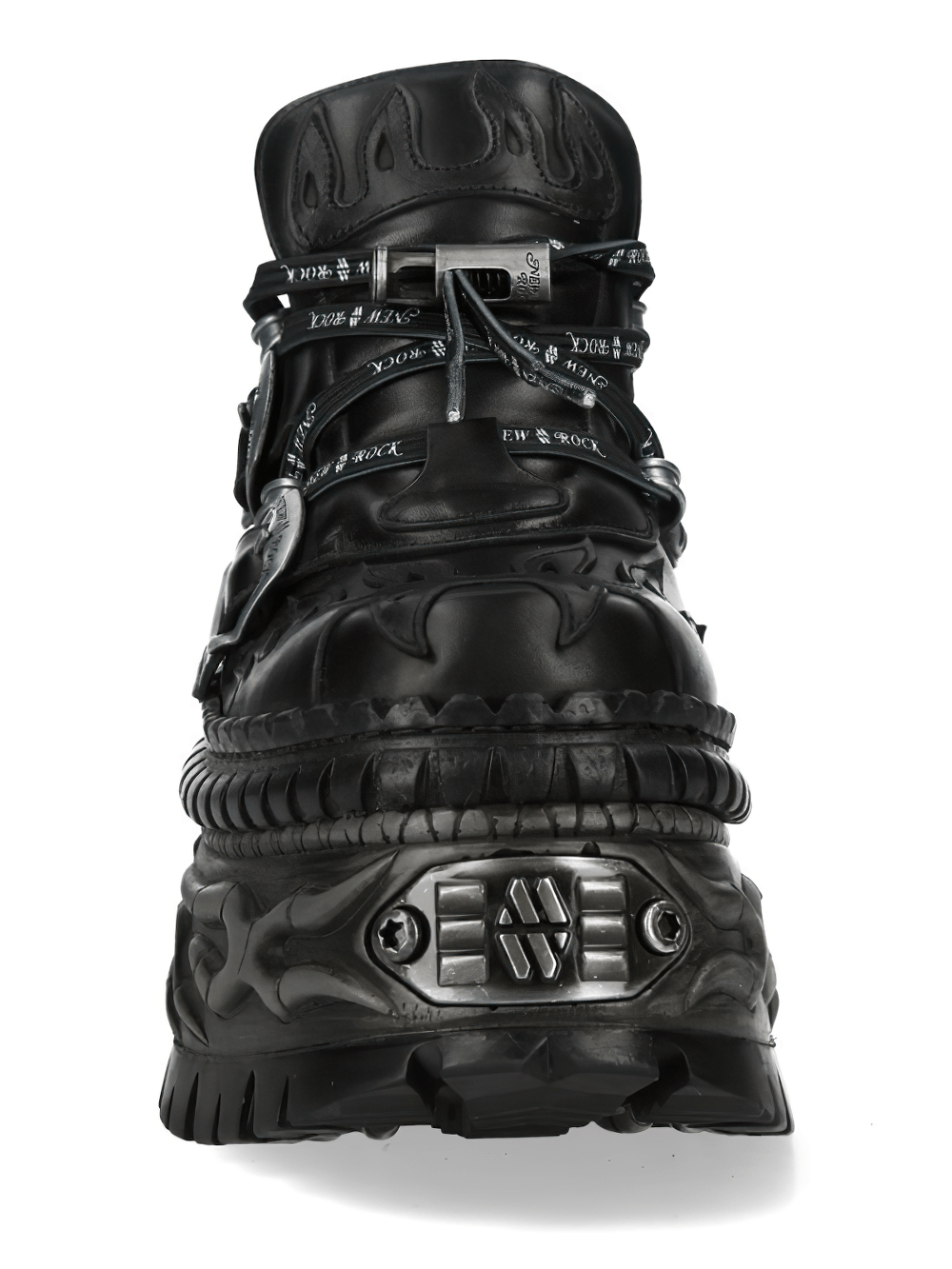 NEW ROCK Men's Dark Platform Shoes with Buckled Trim Detail