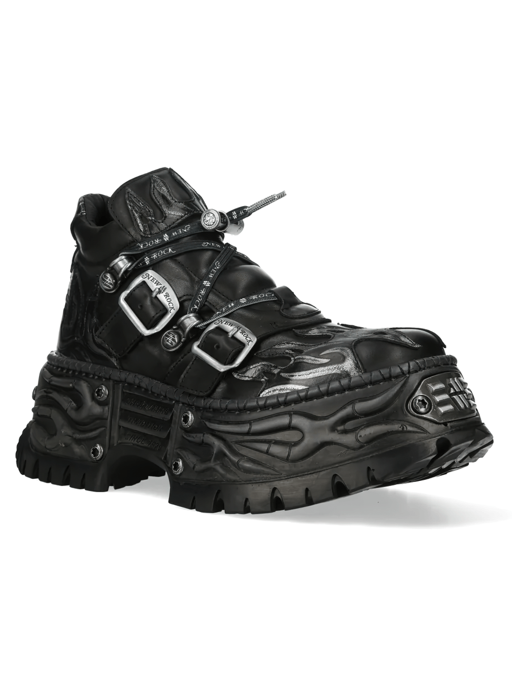NEW ROCK Men's Flame Shoes with Double Buckle Straps