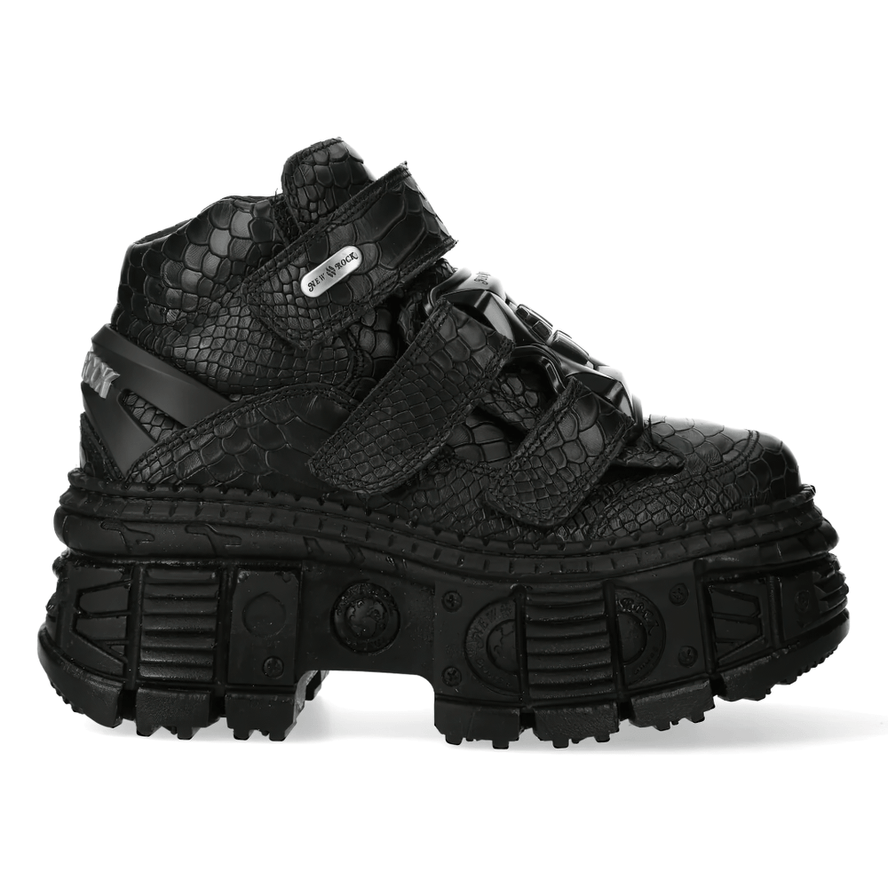 NEW ROCK Men's Gothic Ankle Boots with Textured Croc Pattern