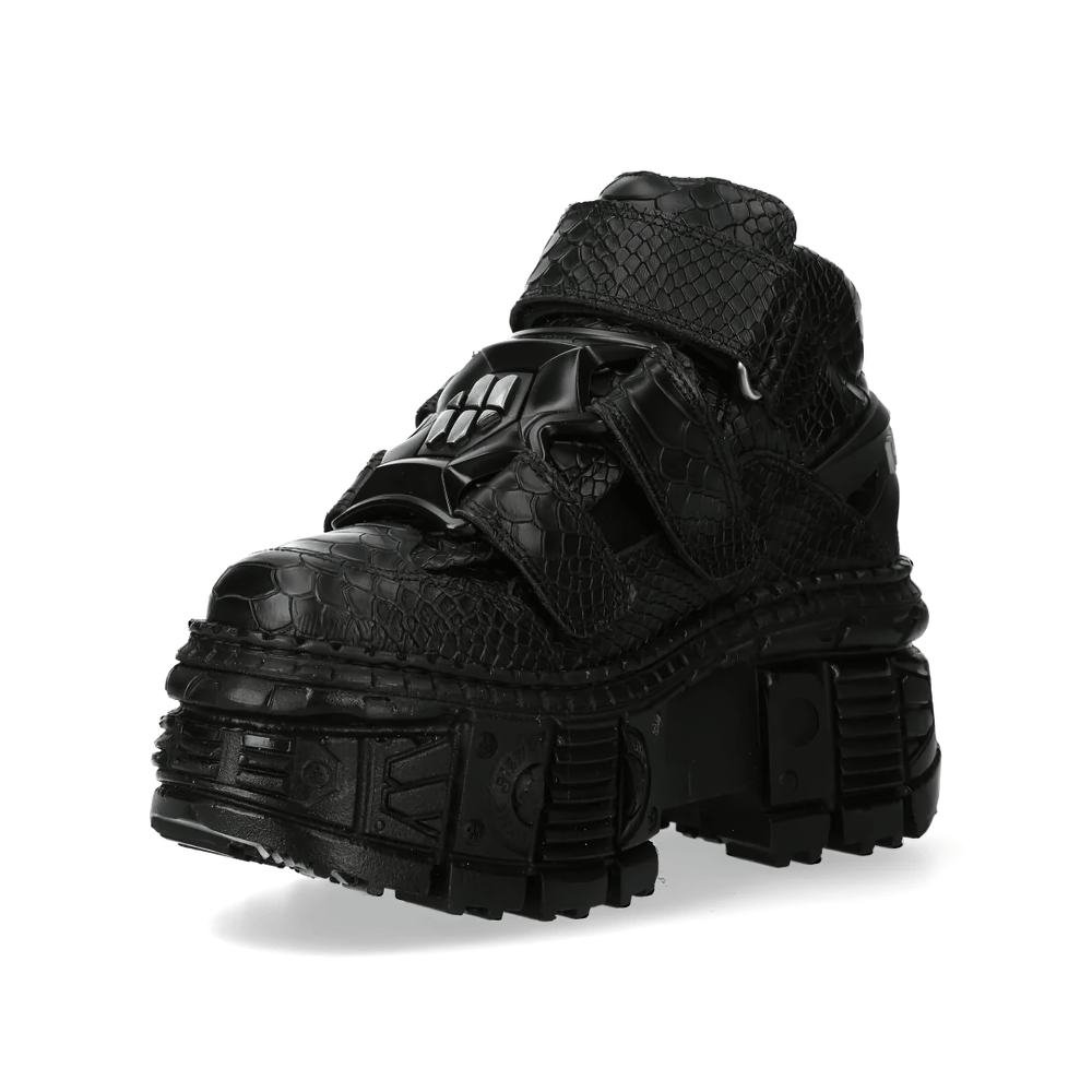 NEW ROCK Men's Gothic Ankle Boots with Textured Croc Pattern