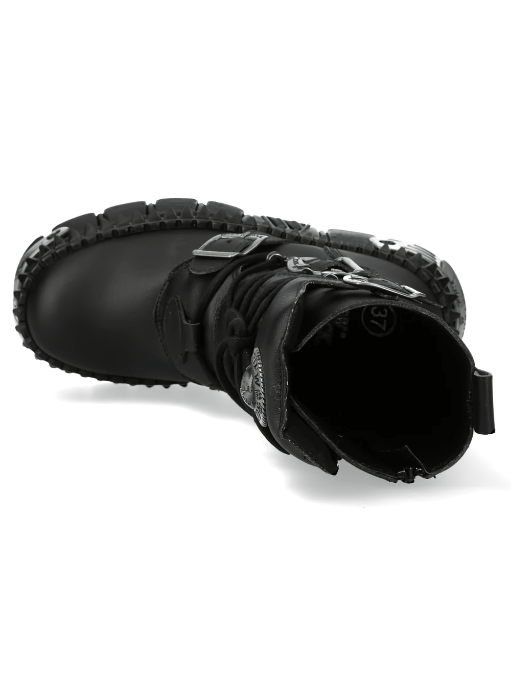 NEW ROCK Men's Gothic Military Boots with Four Buckle Straps