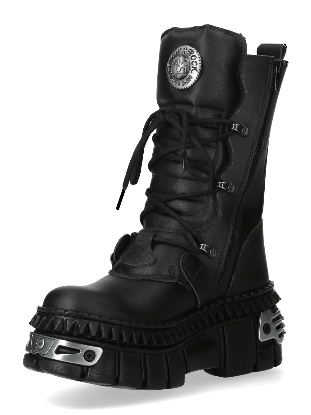 NEW ROCK Men's Gothic Military Boots with Four Buckle Straps