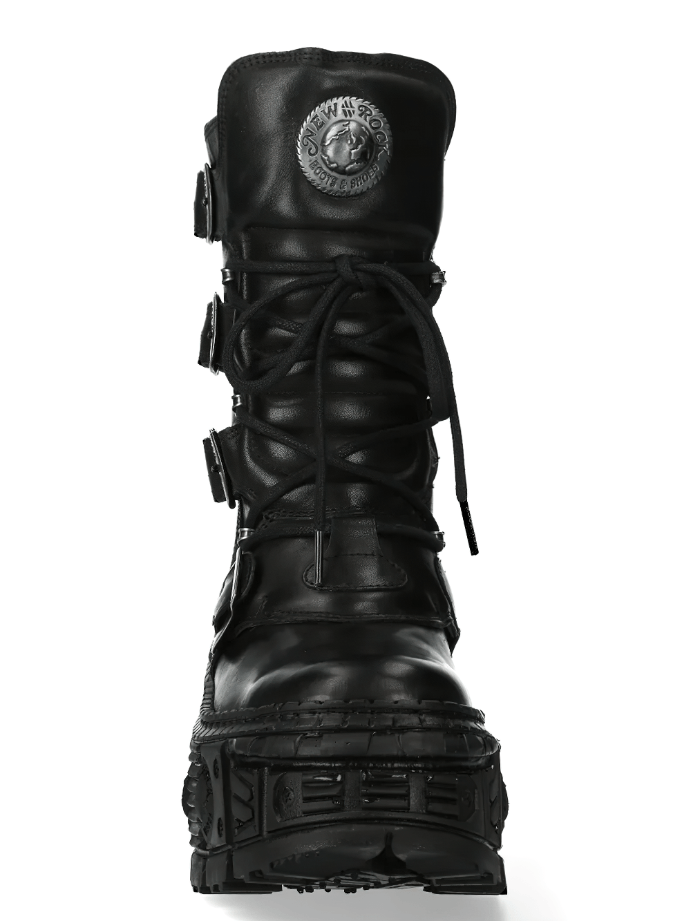 NEW ROCK Men's Gothic Platform Boots with Four Buckle Straps