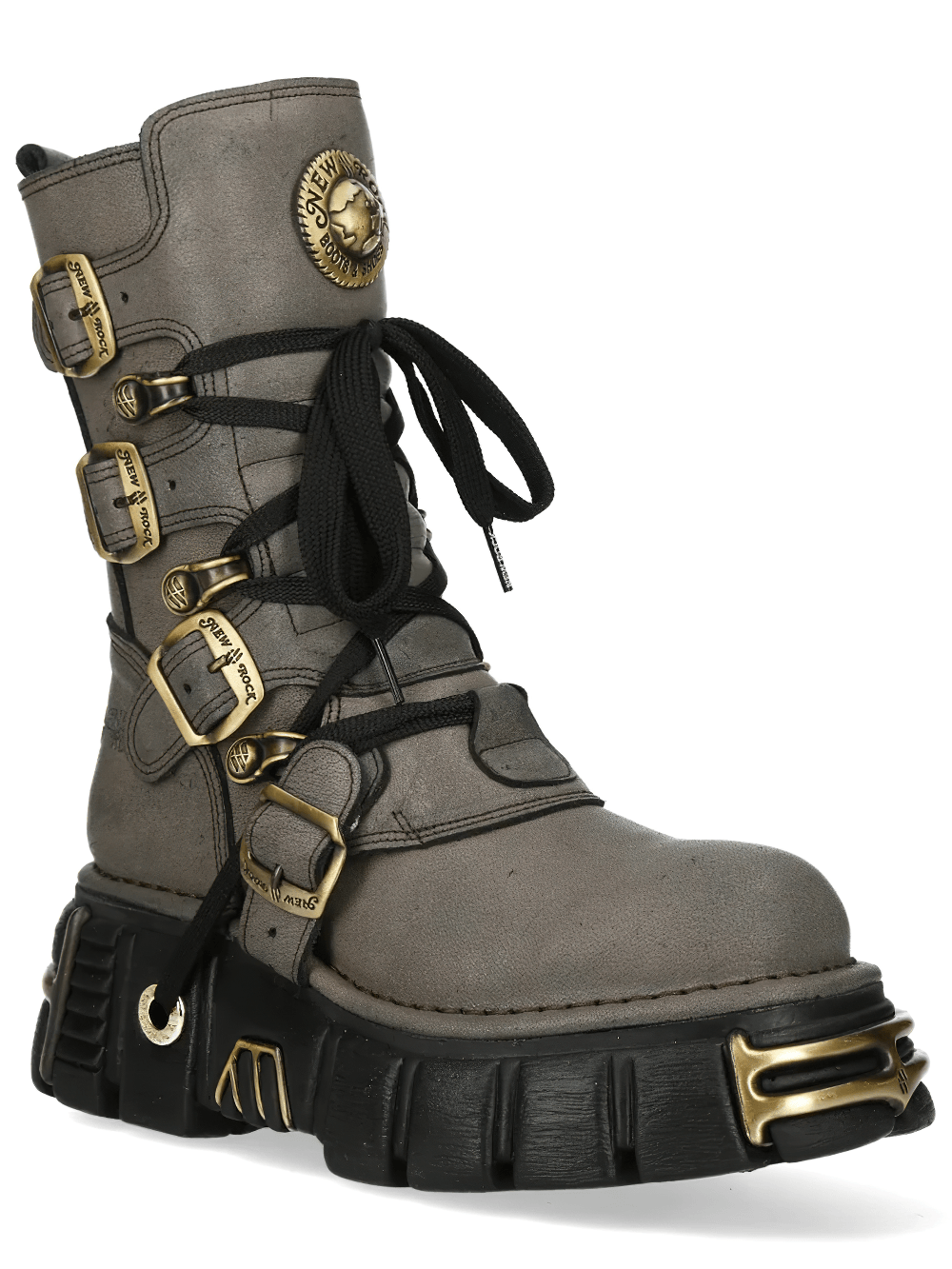 NEW ROCK Men's Gothic Platform Boots with Rugged Buckle Set