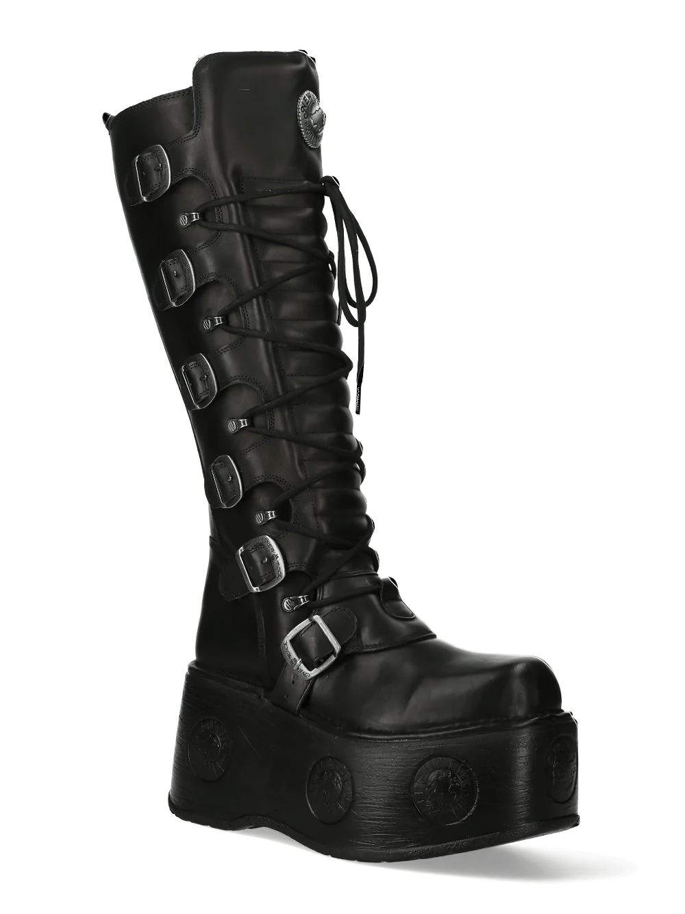 NEW ROCK Men's High Boots with Buckles and Platform Sole