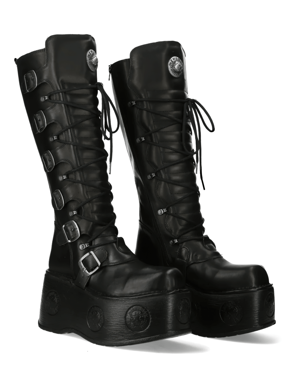 NEW ROCK Men's High Boots with Buckles and Platform Sole