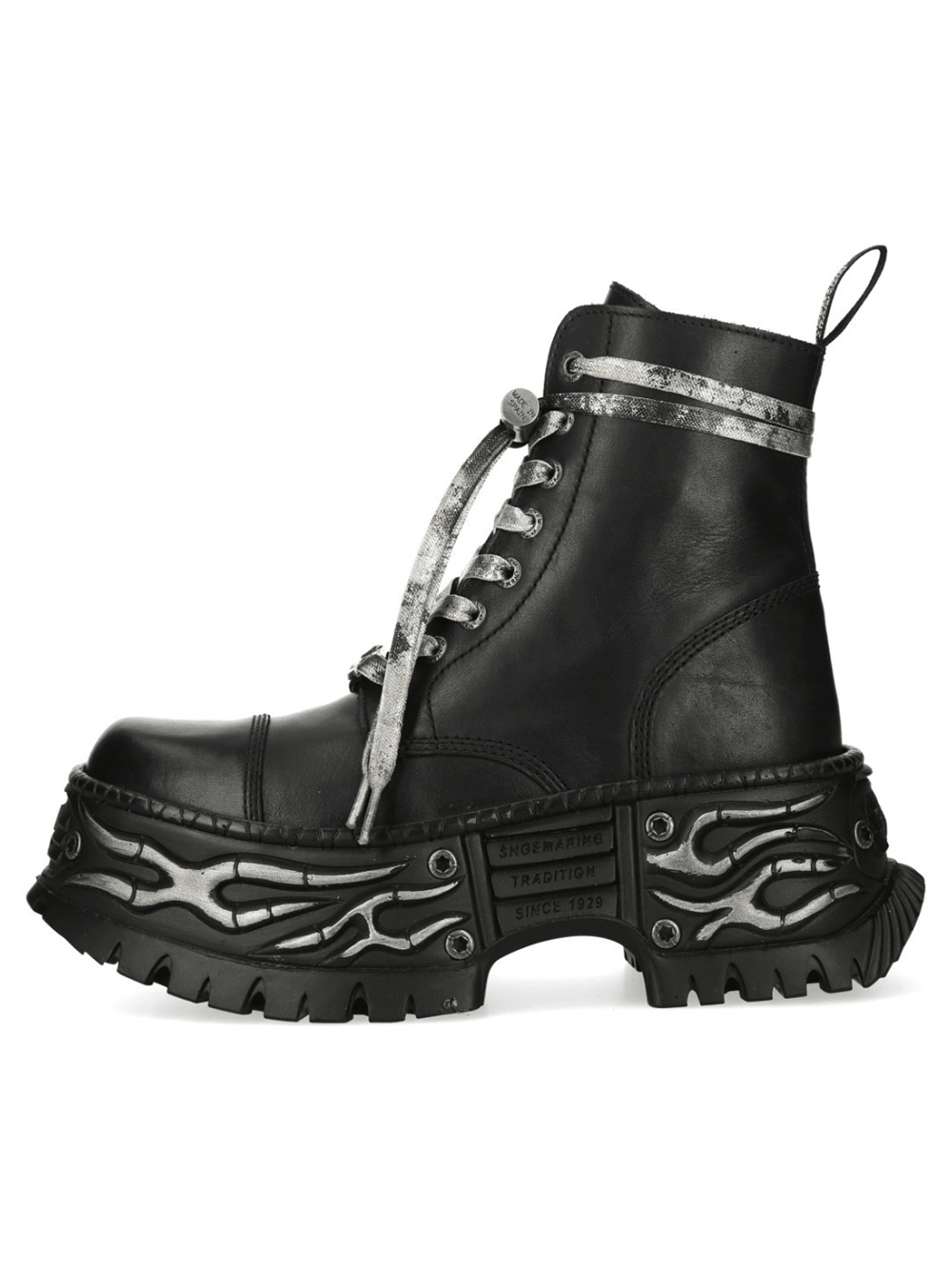 NEW ROCK Men's Lace Up Boots with Sculpted Platform Soles