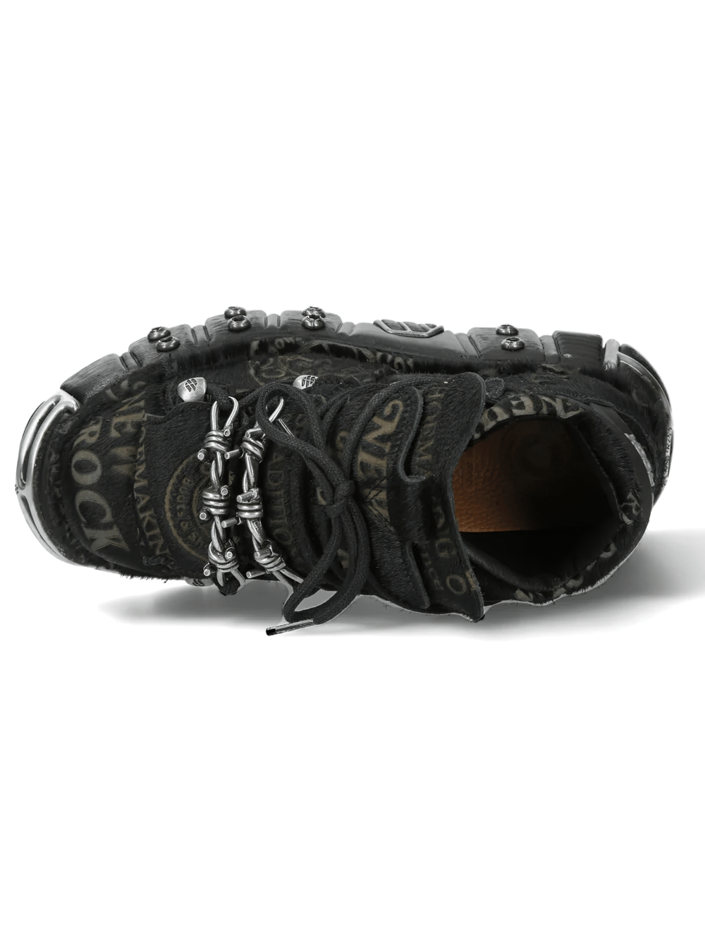 NEW ROCK Men's Punk Ankle Boots With Barbed Wire Plates