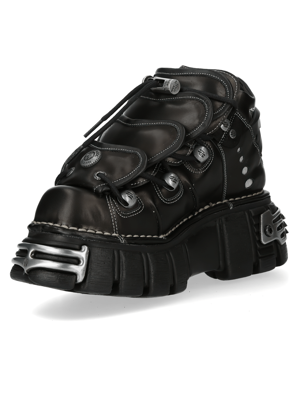 NEW ROCK Men's Punk Ankle Boots with Chunky Platform Sole Trim