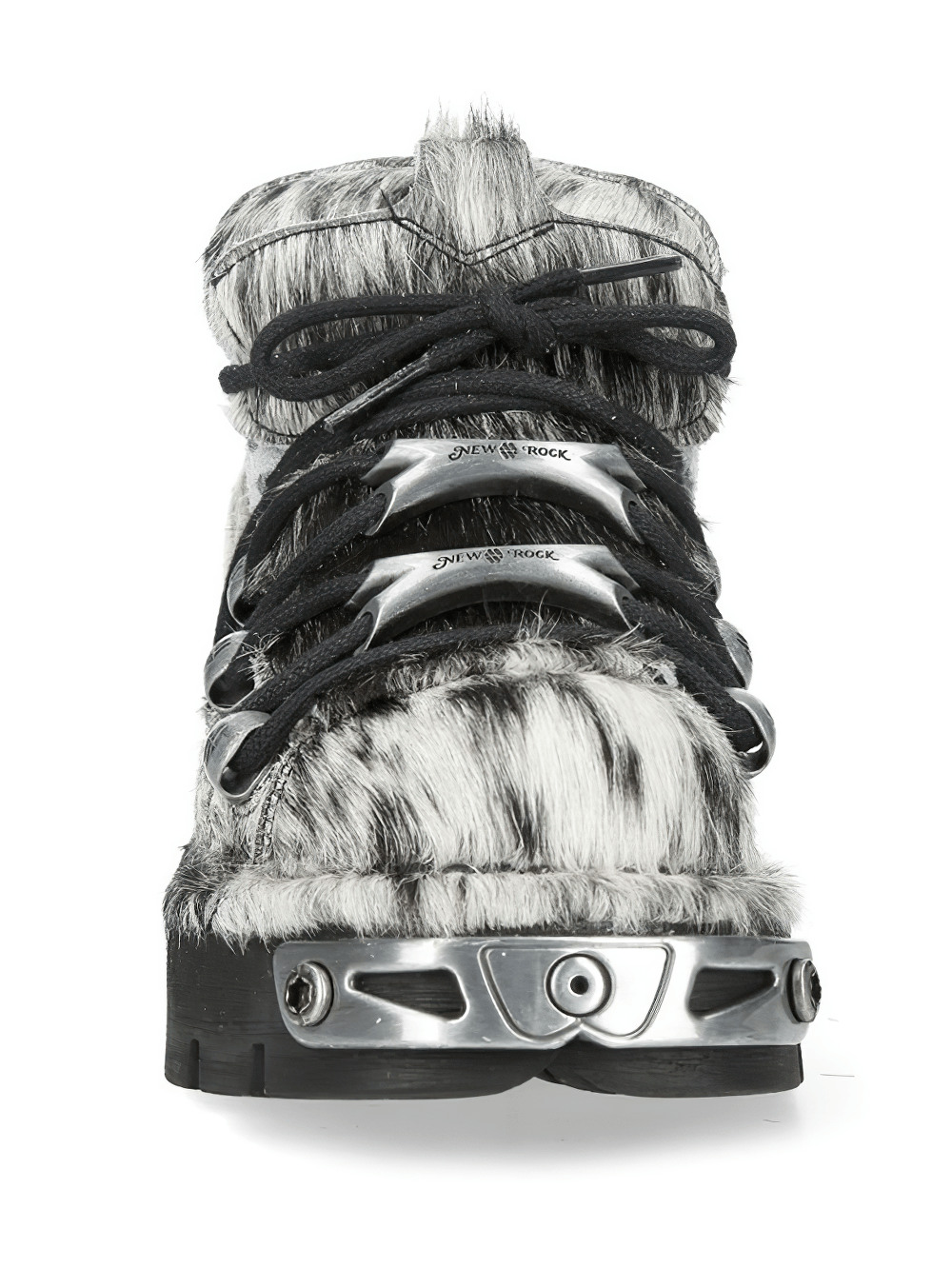 NEW ROCK Men's Punk Cow Print Lace-Up Platform Shoes