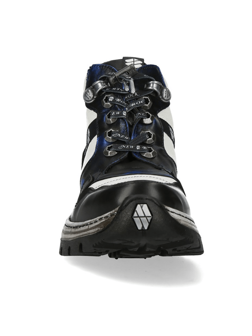 NEW ROCK Men's Rock Ankle Boots with Metallic Blue Accents