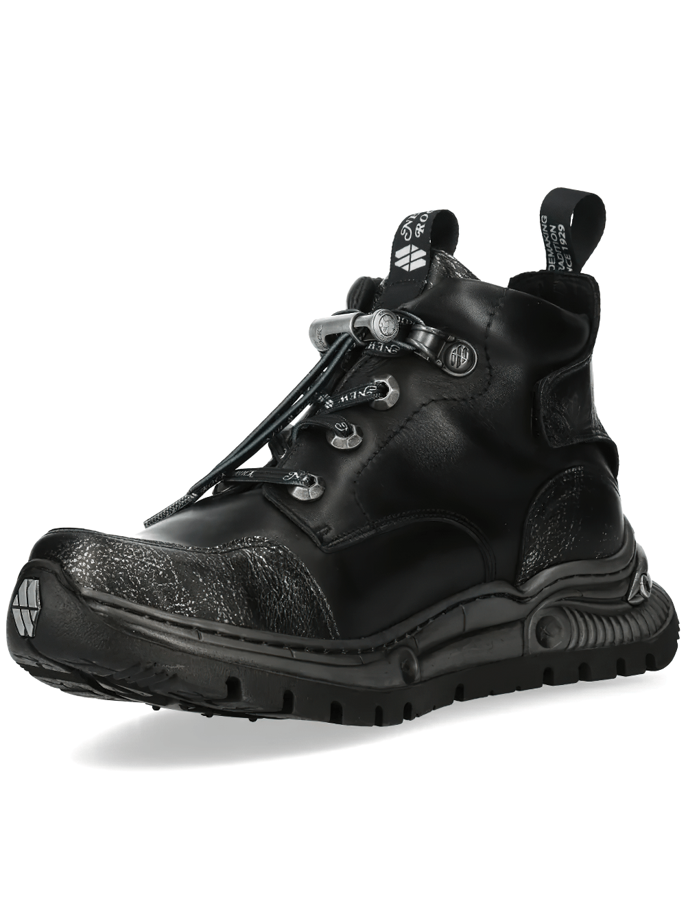 NEW ROCK Men's Rock Boots with Distressed Toes and Lug Soles
