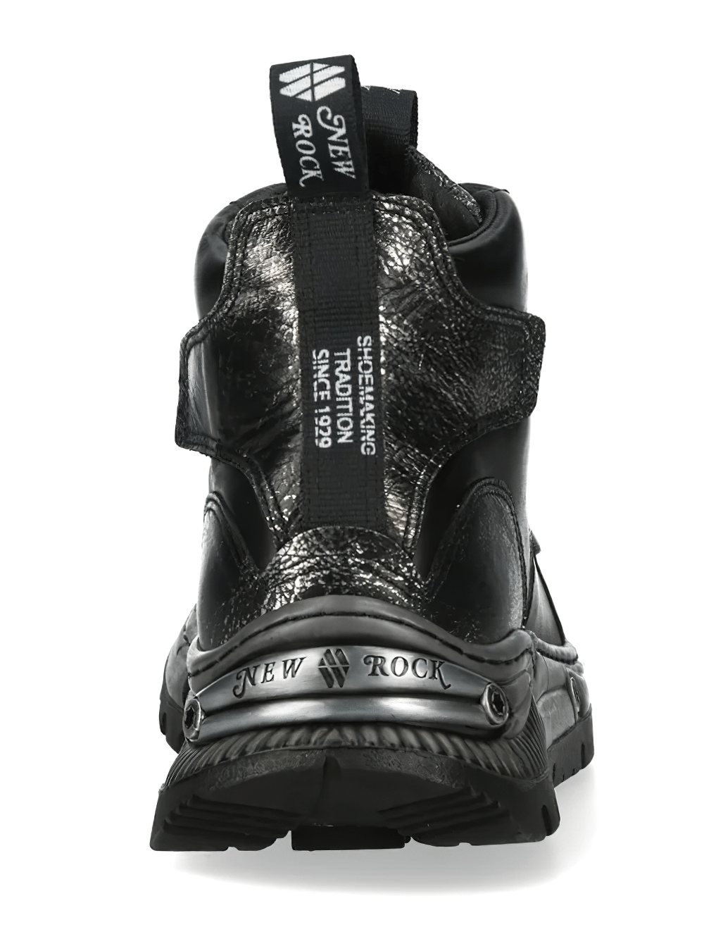 NEW ROCK Men's Rock Boots with Distressed Toes and Lug Soles