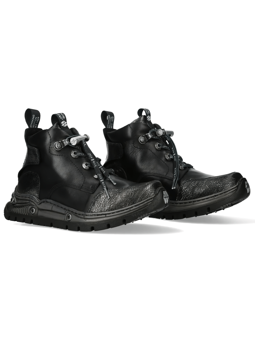 NEW ROCK Men's Rock Boots with Distressed Toes and Lug Soles