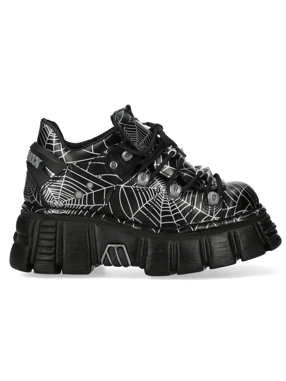 NEW ROCK Men's Rock Platform Shoes with Web Print Hardware