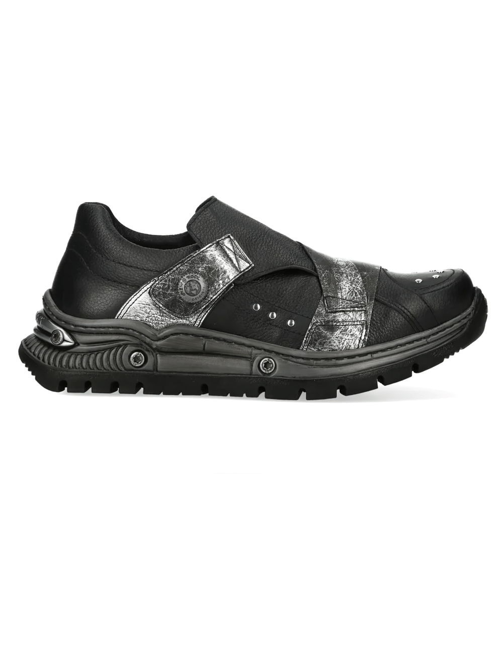 NEW ROCK Men's Shoes with Distressed Metallic Paneling
