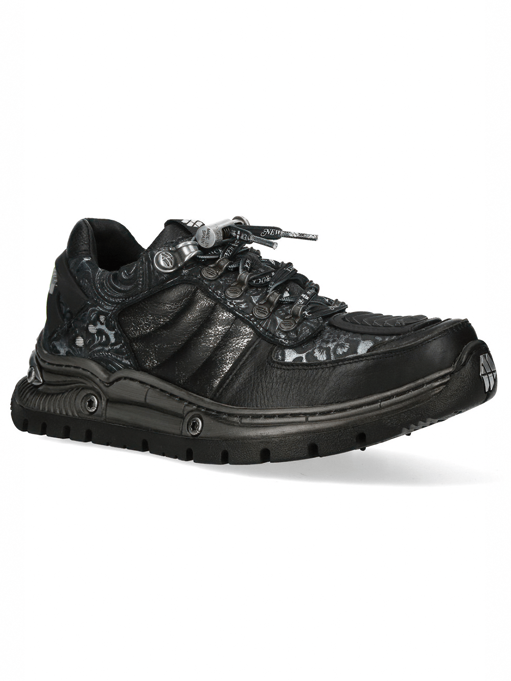 NEW ROCK Men's Sneakers in Black with Baroque Detailing