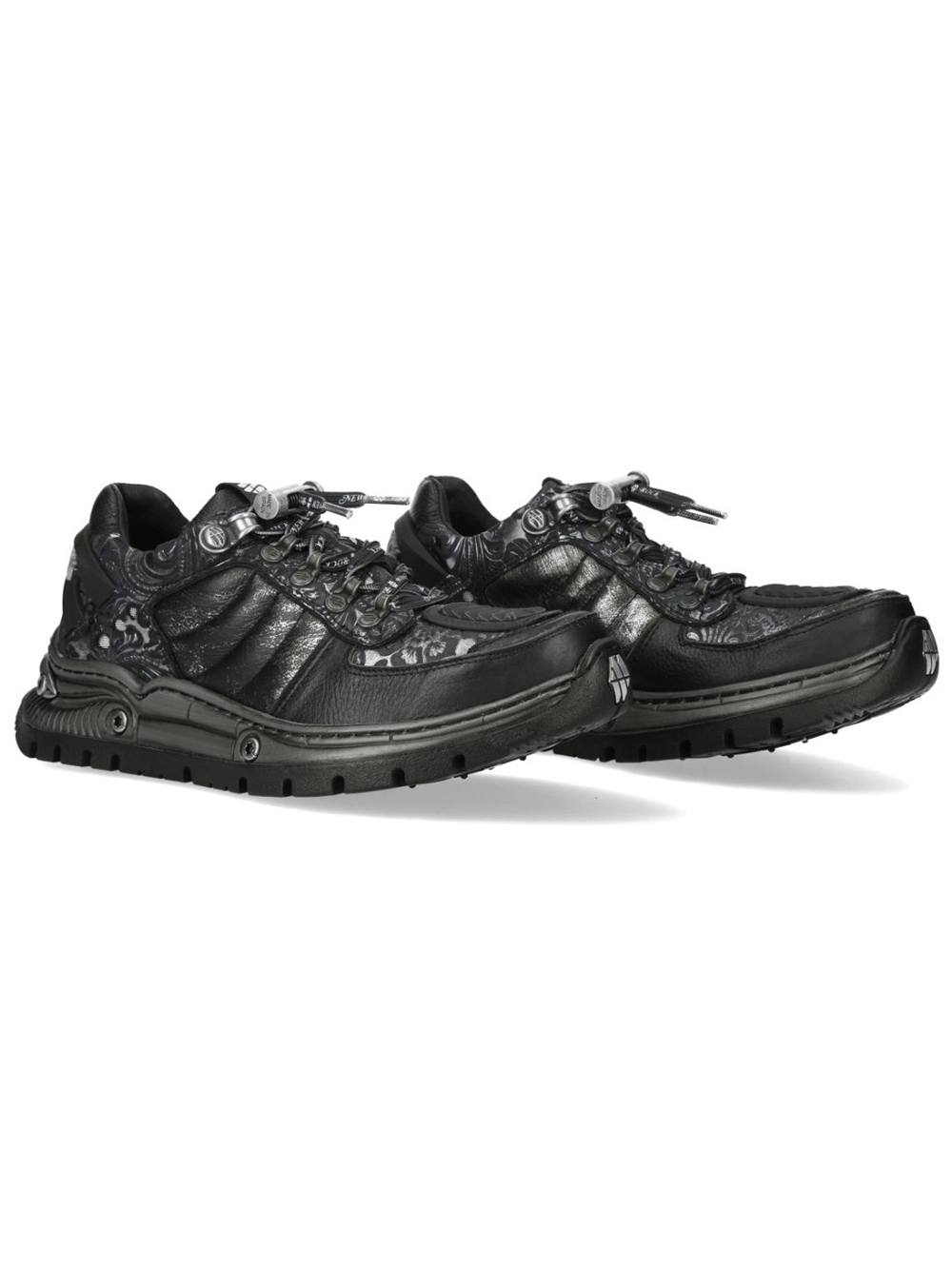 NEW ROCK Men's Sneakers in Black with Baroque Detailing