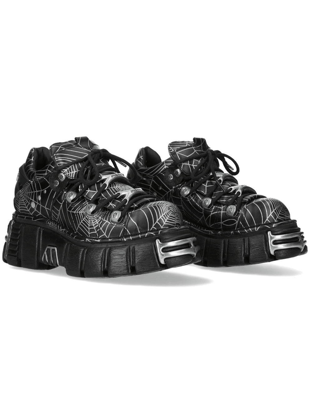 NEW ROCK Men's Spiderweb Platform Shoes with Metal Toe