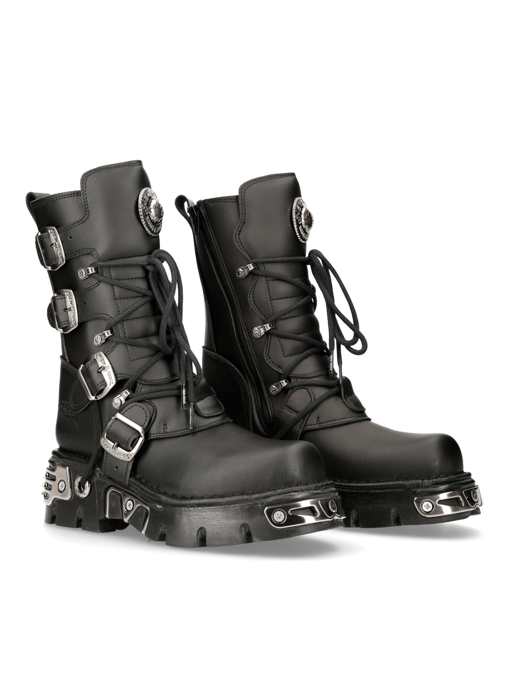 NEW ROCK Men's Metallic Accented Urban Lace-Up Boots