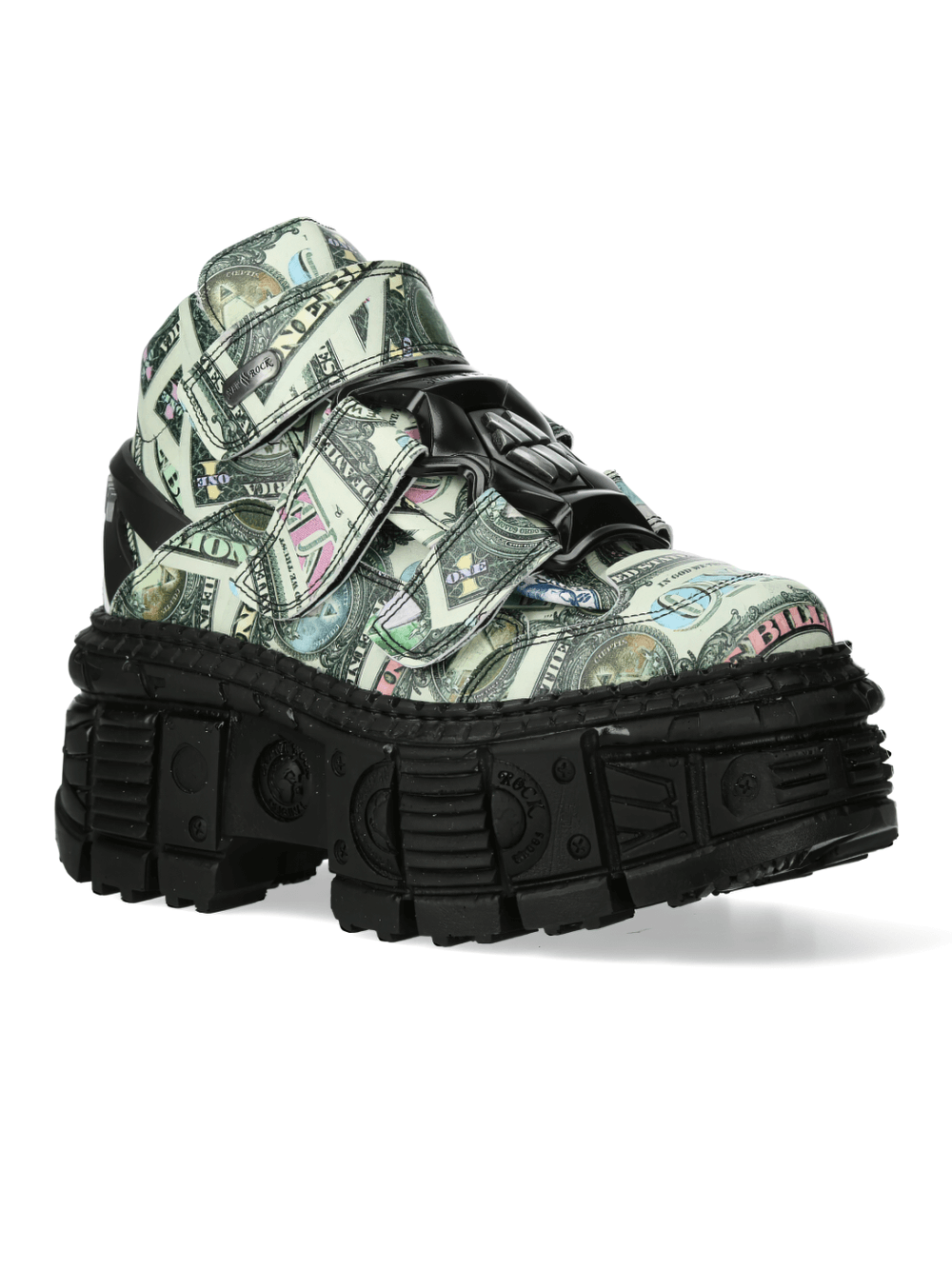 NEW ROCK Men's Money Print Strap Boots - Bold and Stylish