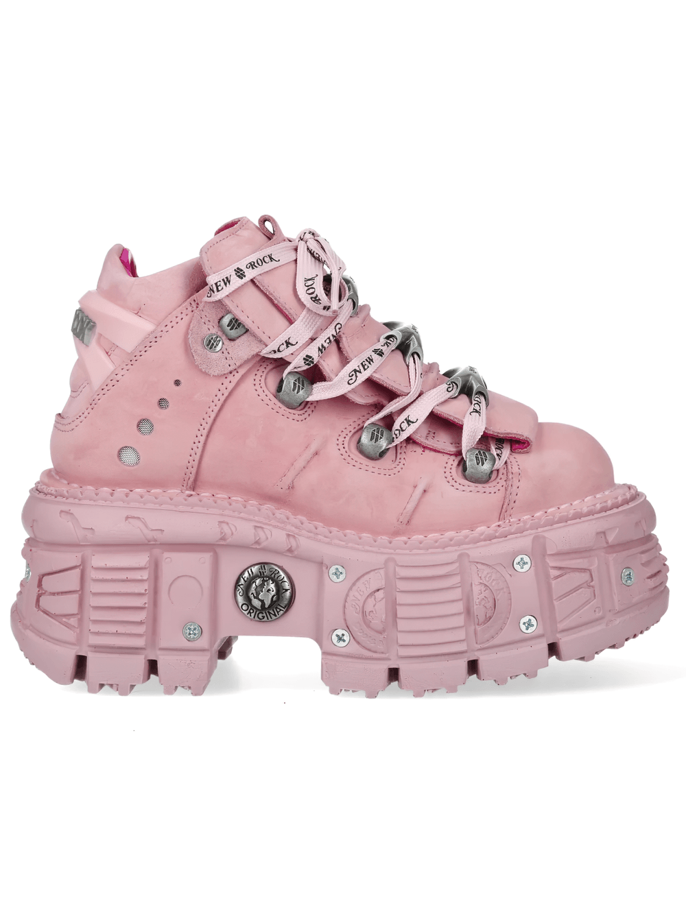 NEW ROCK Pink Gothic Ankle Boots with Industrial Trim Design