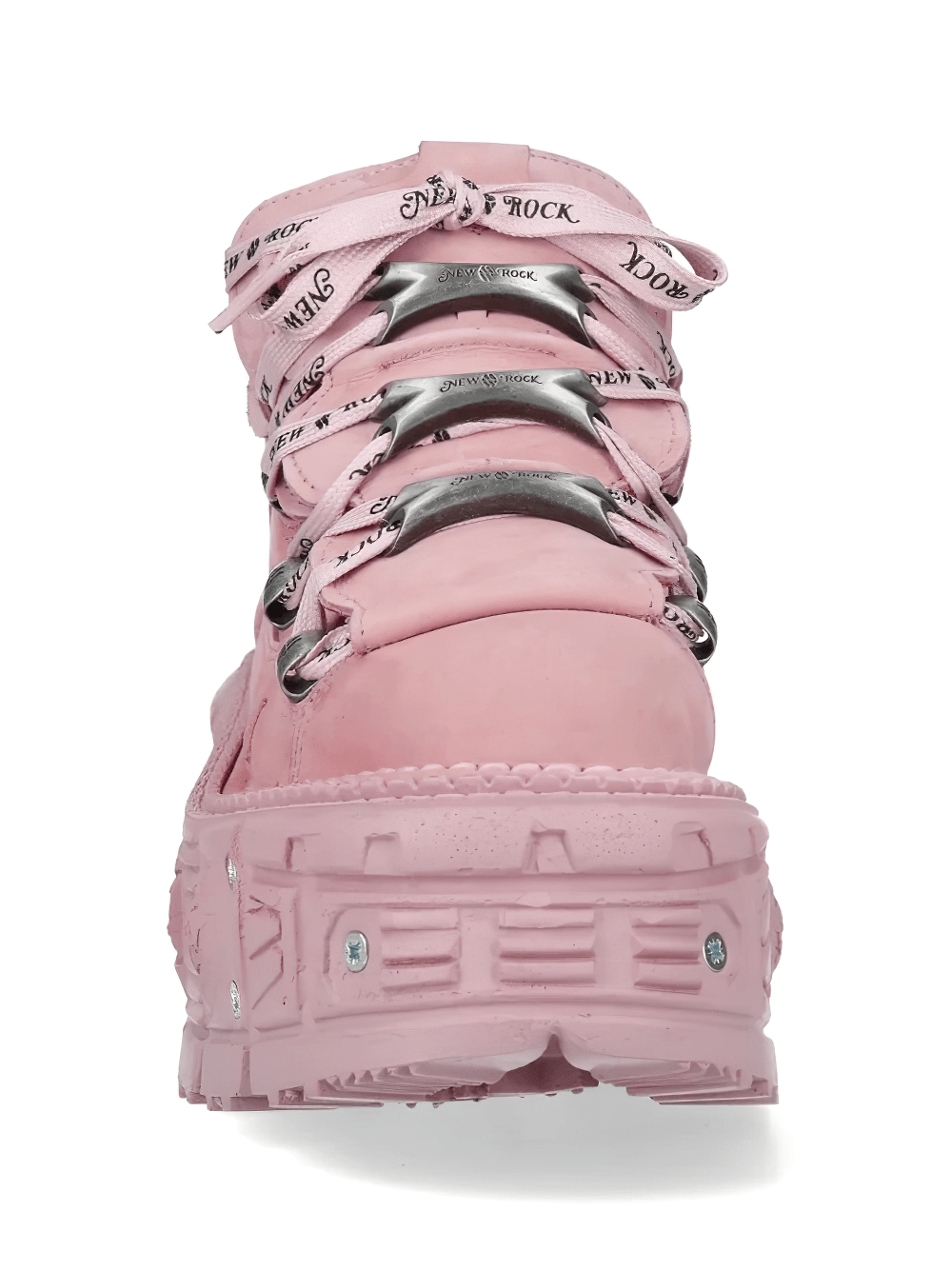NEW ROCK Pink Gothic Ankle Boots with Industrial Trim Design