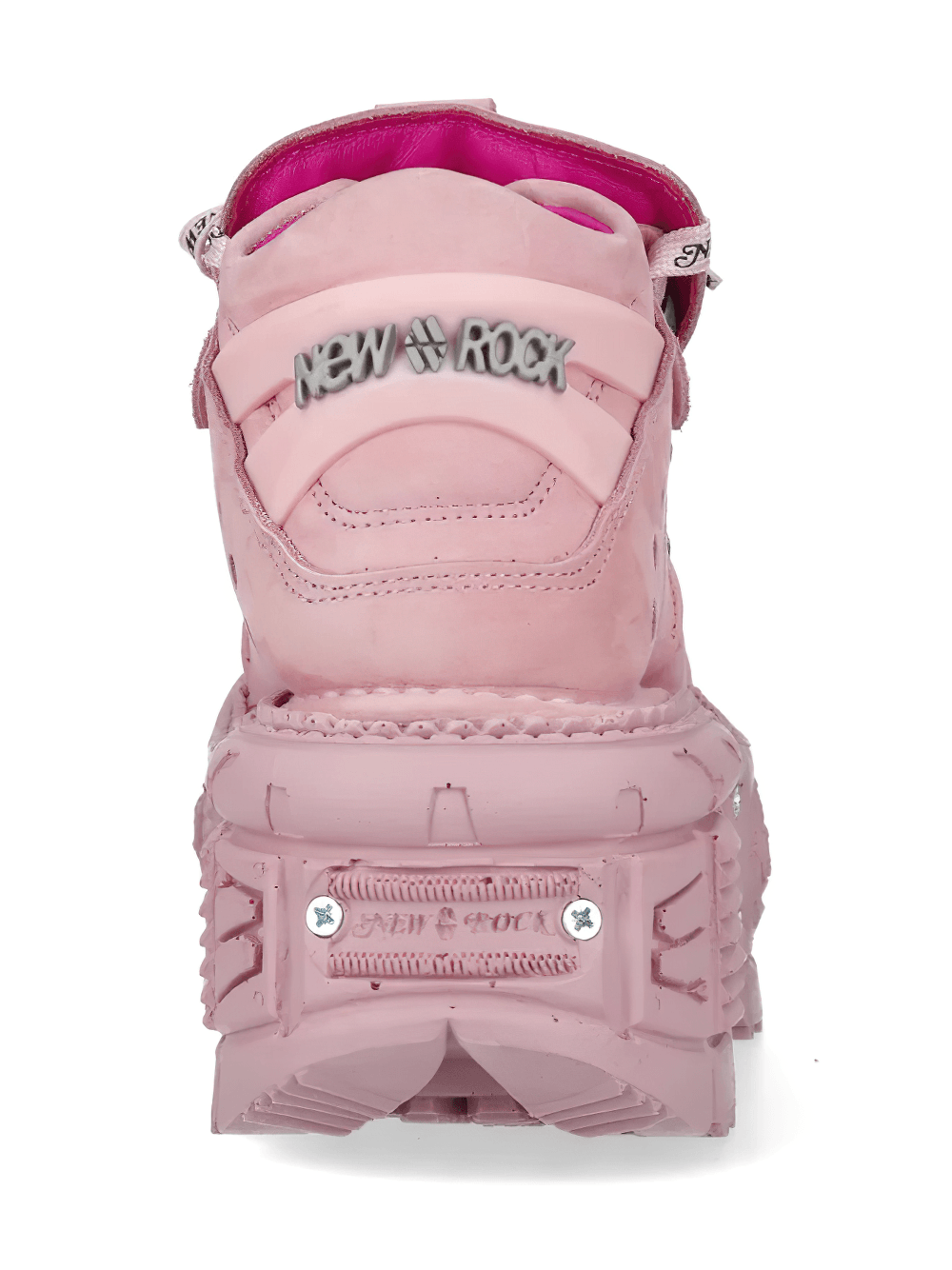 NEW ROCK Pink Gothic Ankle Boots with Industrial Trim Design