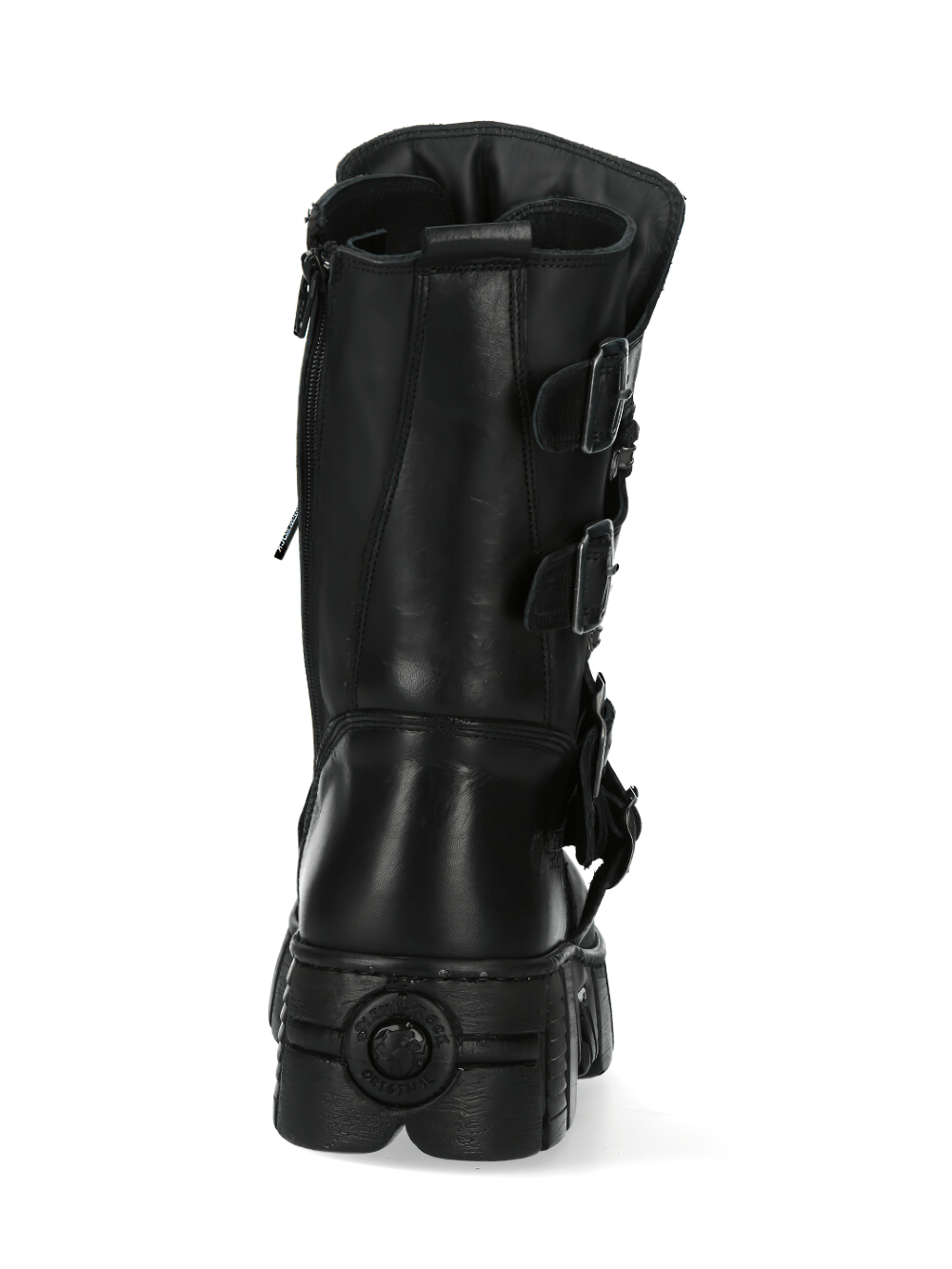 NEW ROCK Men's Platform Boots with Buckles and Metallic Emblem