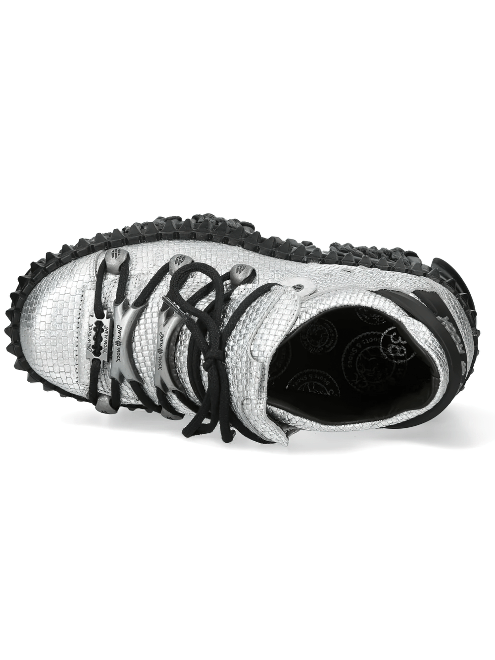 NEW ROCK Platform Shoes with Flame Sole and Lace Design