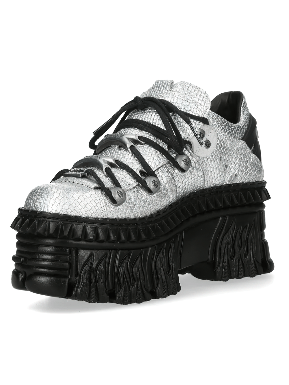 NEW ROCK Platform Shoes with Flame Sole and Lace Design