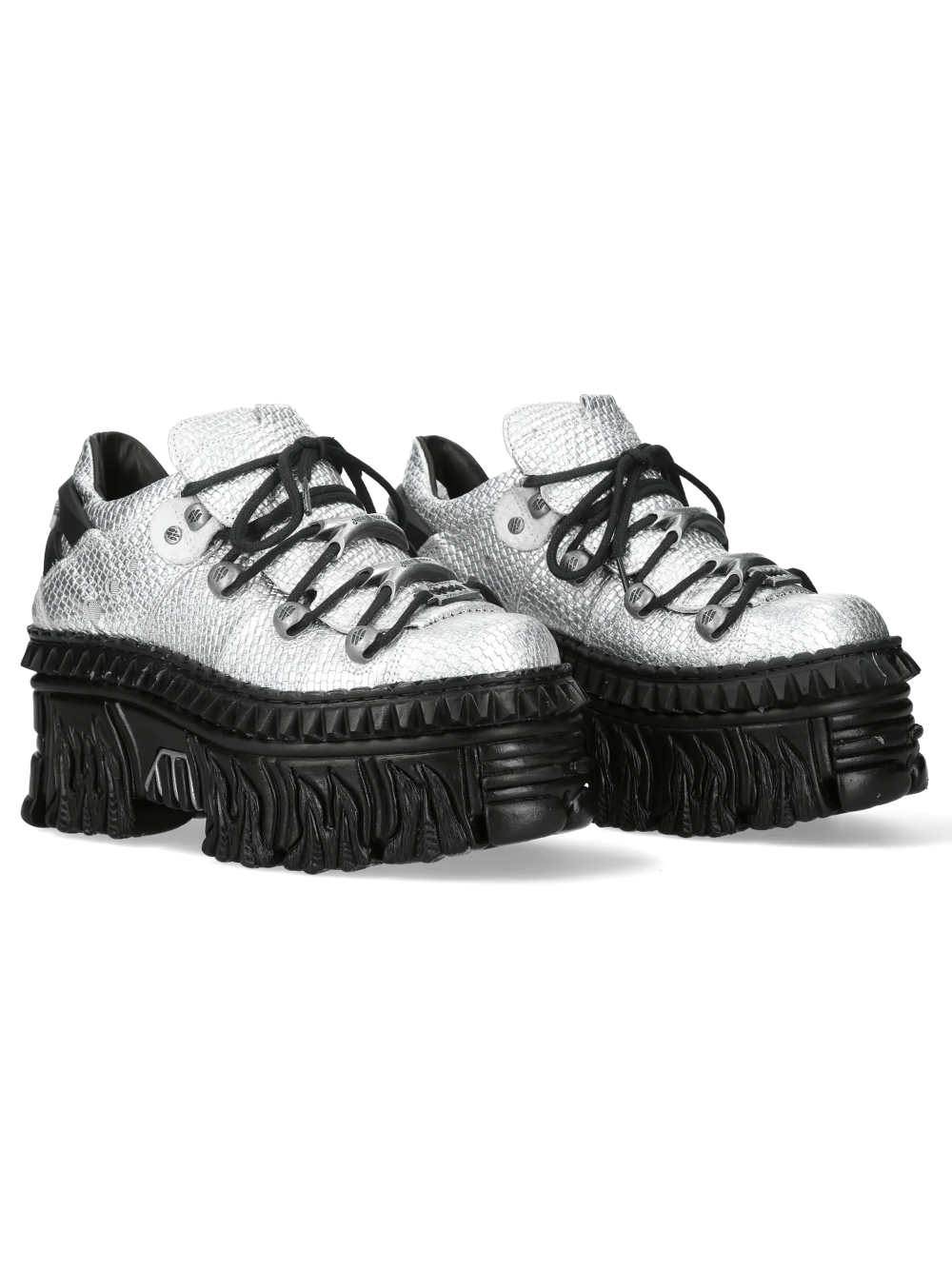 NEW ROCK Platform Shoes with Flame Sole and Lace Design