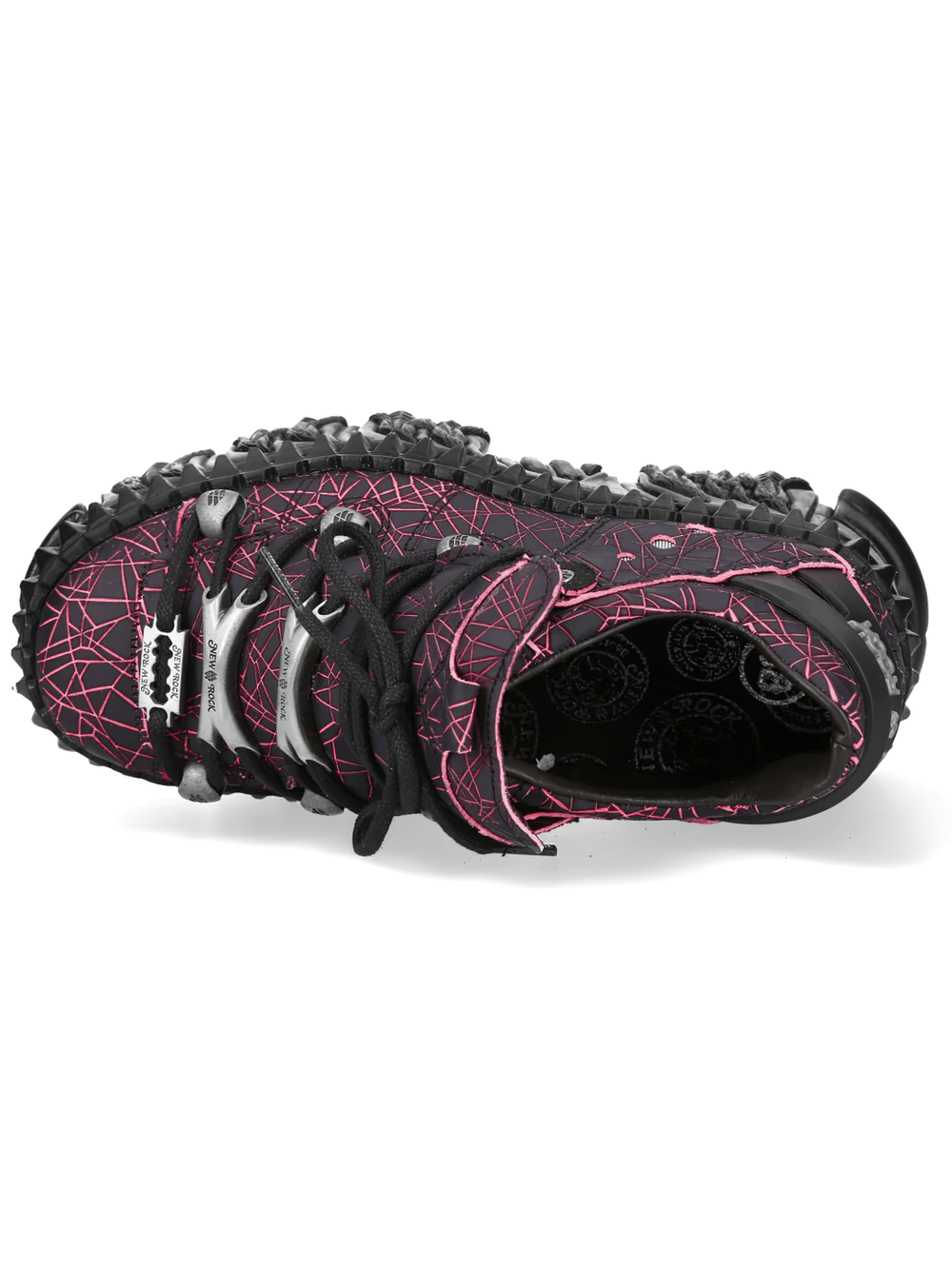 NEW ROCK Platform Shoes with Flame Sole and Line Patterns
