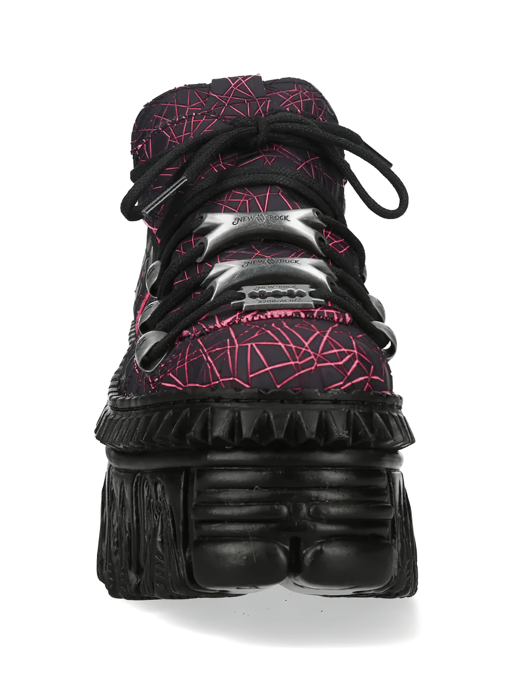NEW ROCK Platform Shoes with Flame Sole and Line Patterns