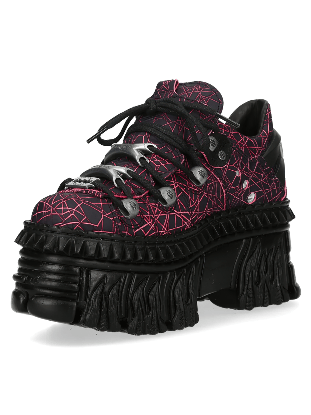NEW ROCK Platform Shoes with Flame Sole and Line Patterns