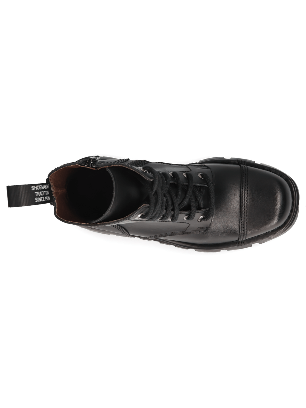 NEW ROCK Men's Rugged Black Military Lace-Up Ankle Boots