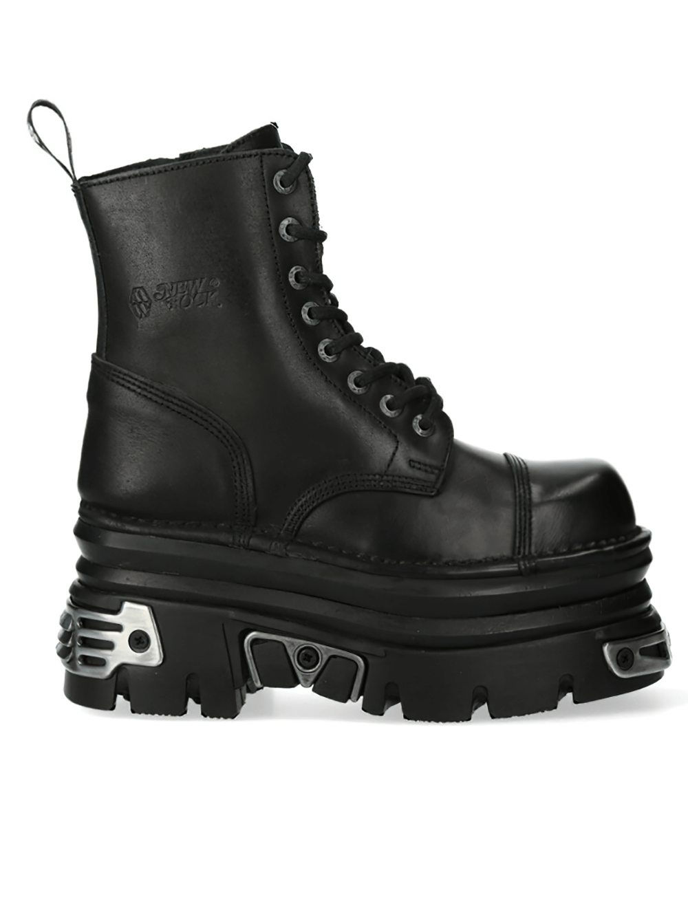 NEW ROCK Men's Rugged Lace-Up Ankle Boots with Metal Details