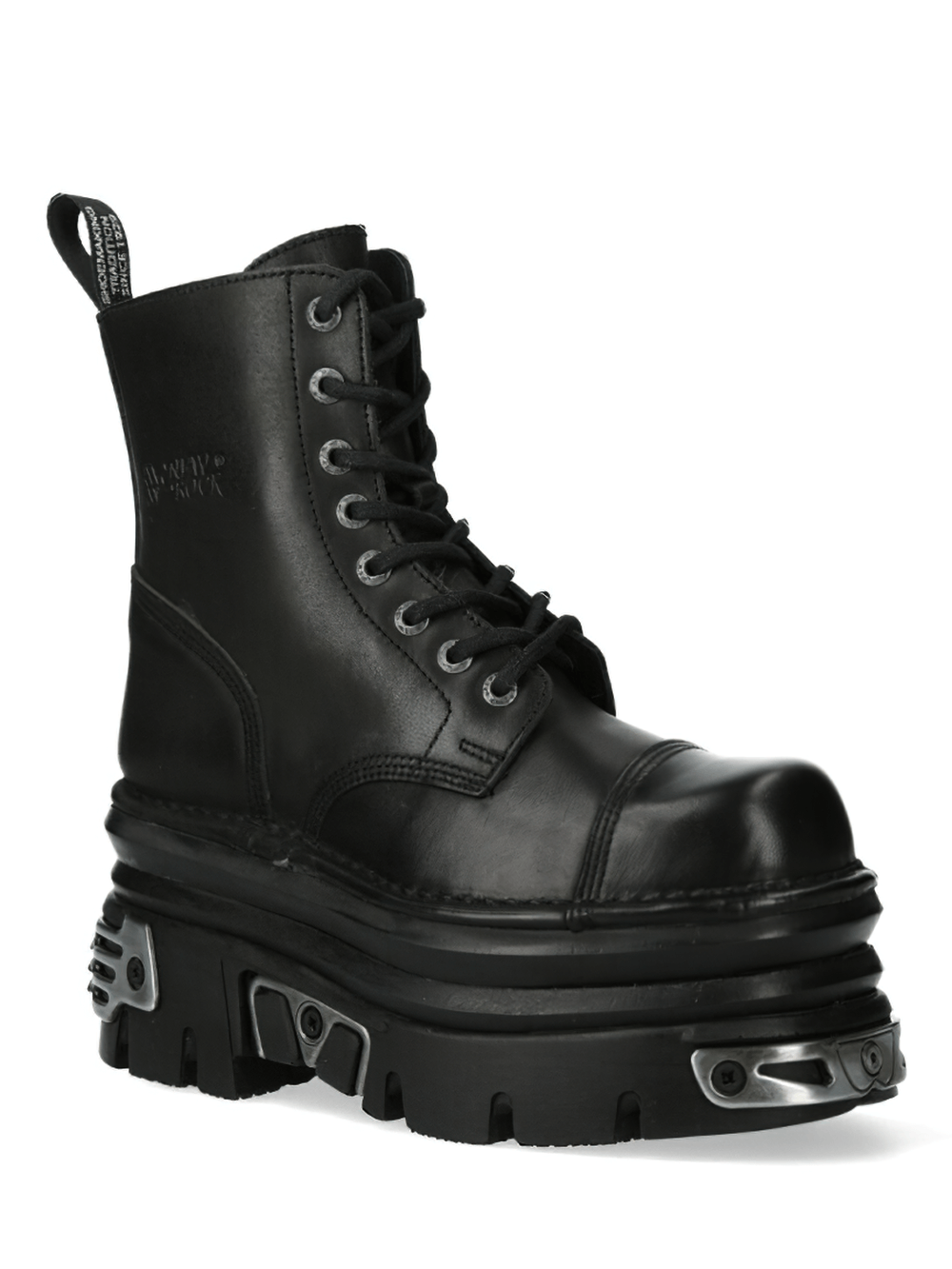 NEW ROCK Men's Rugged Lace-Up Ankle Boots with Metal Details