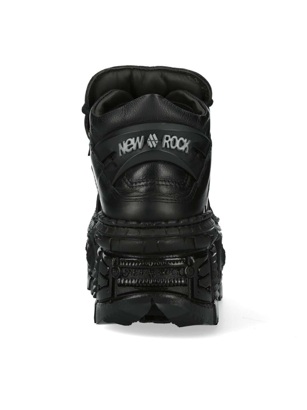 NEW ROCK Men's Studded Black Leather Platform Boots