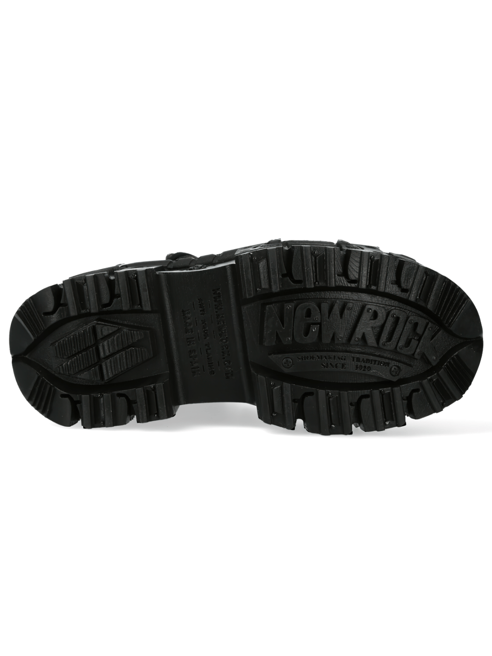 NEW ROCK Men's Studded Black Leather Platform Boots